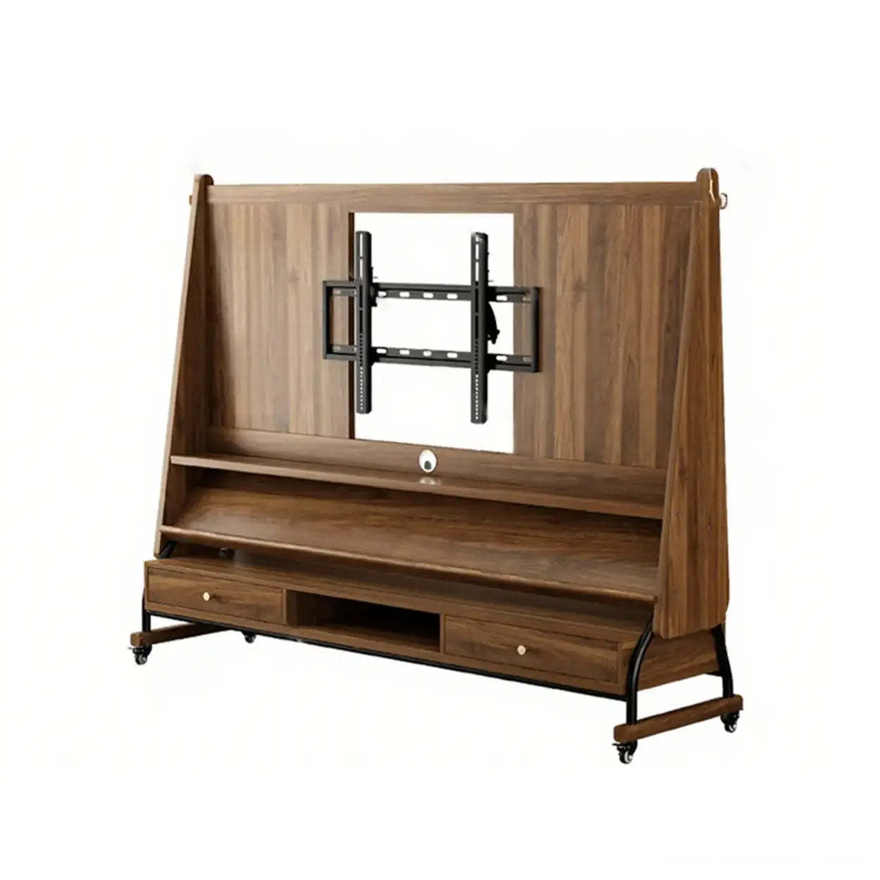 Mid-Century Wood Adjustable TV Mount Stand — Burlywood / No-drawers / 60”-75”