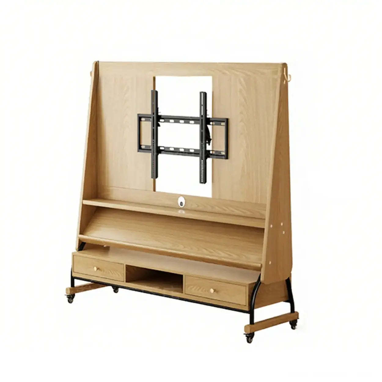 Mid-Century Wood Adjustable TV Mount Stand — Burlywood / No-drawers / 40”-85”