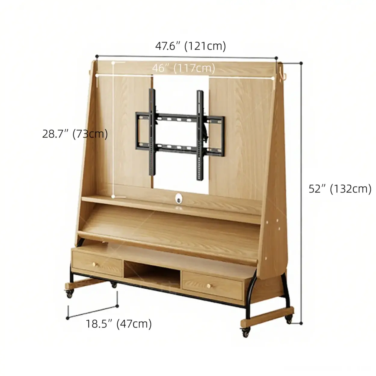 Mid-Century Wood Adjustable TV Mount Stand