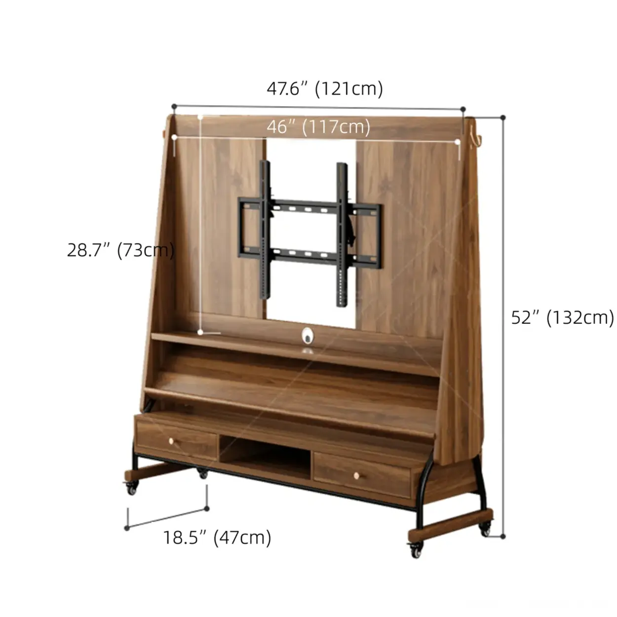 Mid-Century Wood Adjustable TV Mount Stand