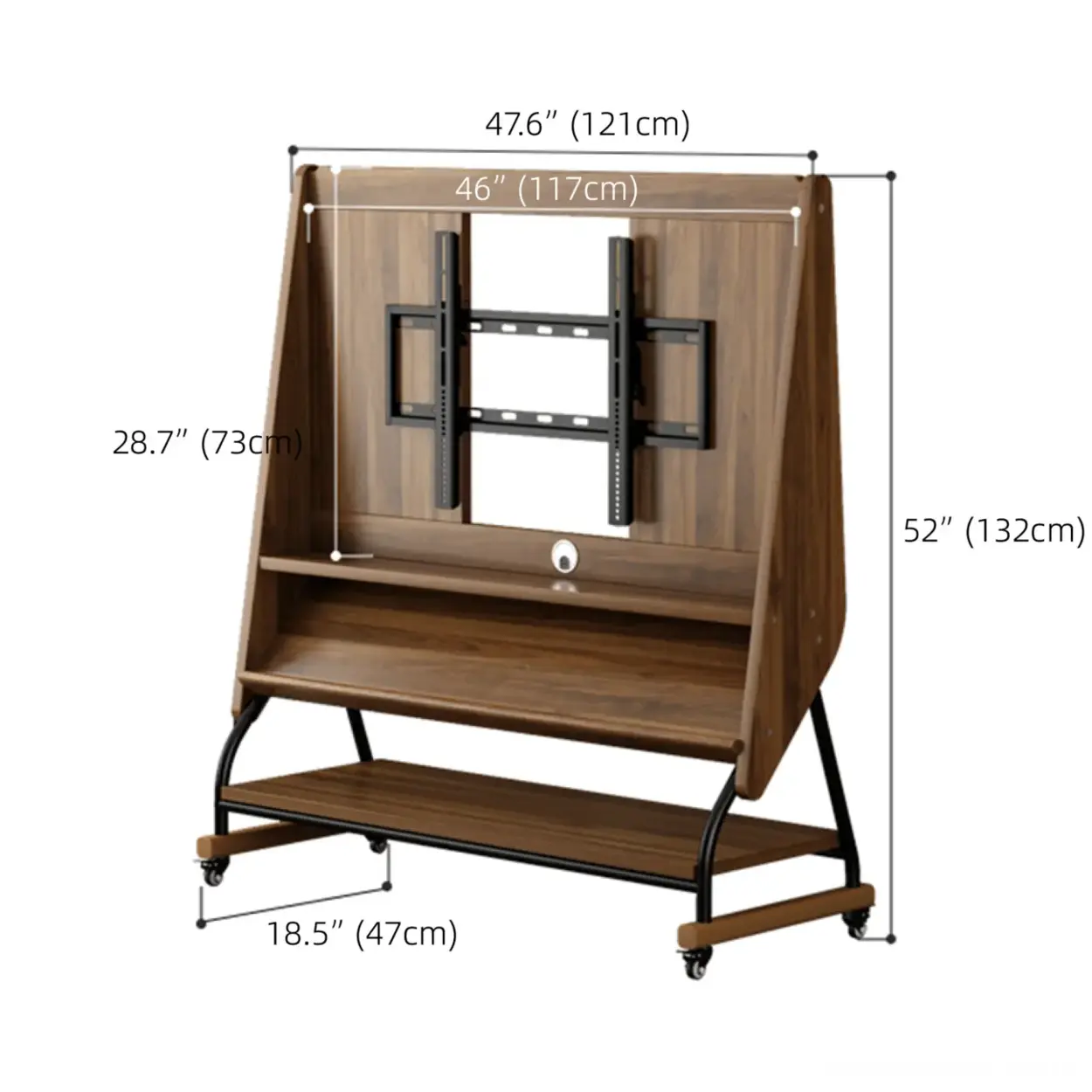 Mid-Century Wood Adjustable TV Mount Stand