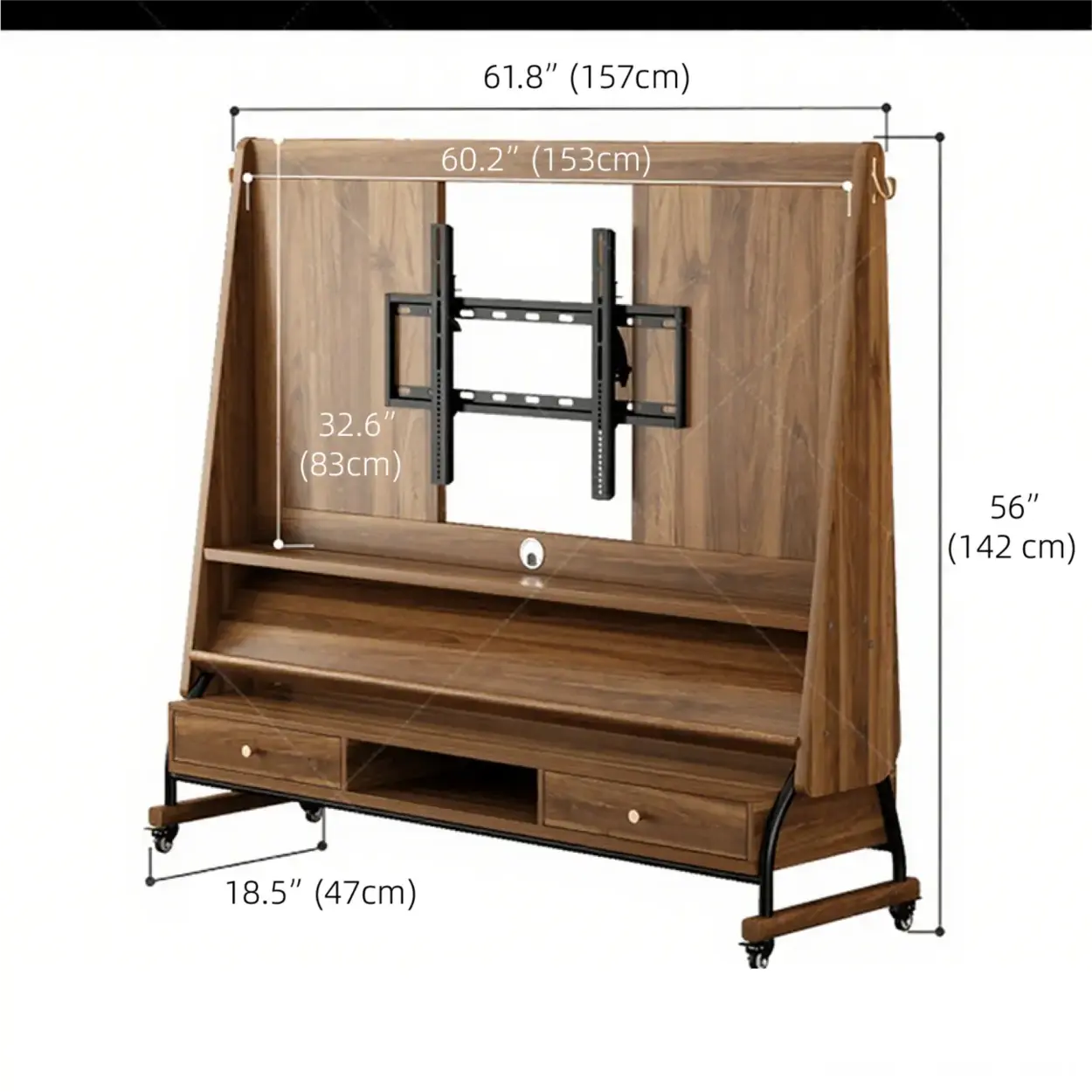 Mid-Century Wood Adjustable TV Mount Stand