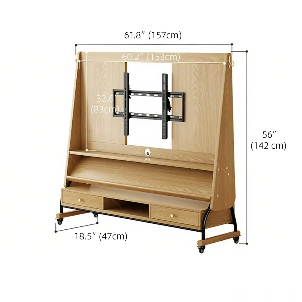 Mid-Century Wood Adjustable TV Mount Stand
