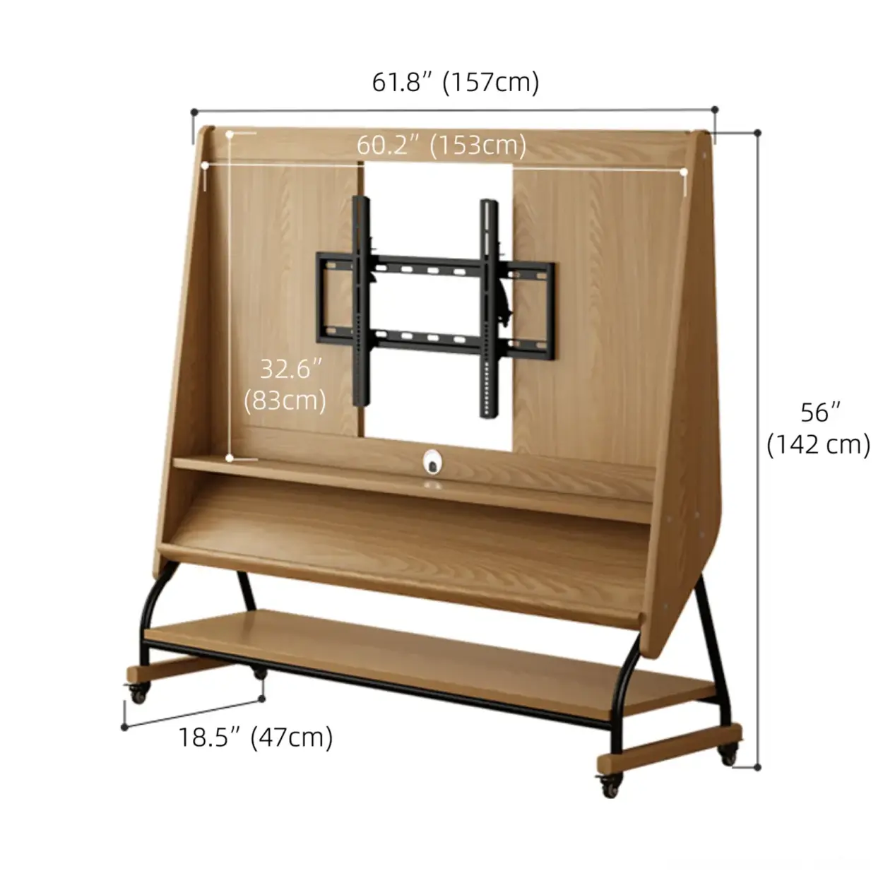 Mid-Century Wood Adjustable TV Mount Stand