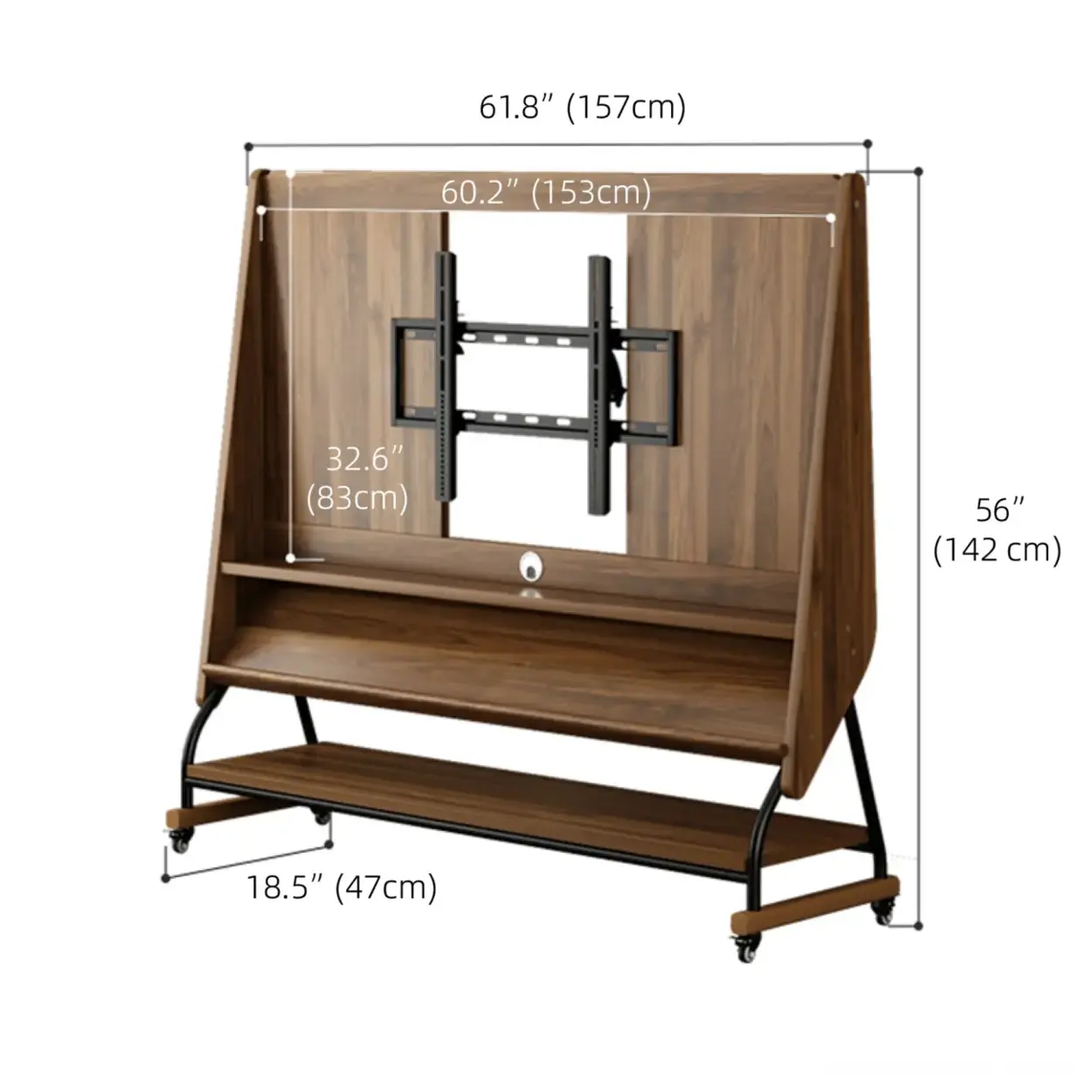 Mid-Century Wood Adjustable TV Mount Stand