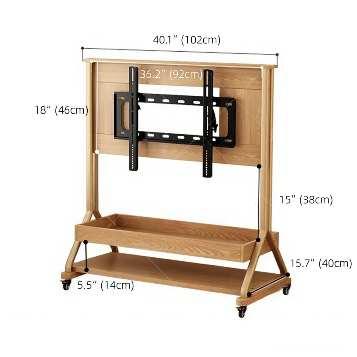 Mid-Century Wood Adjustable TV Mount Stand