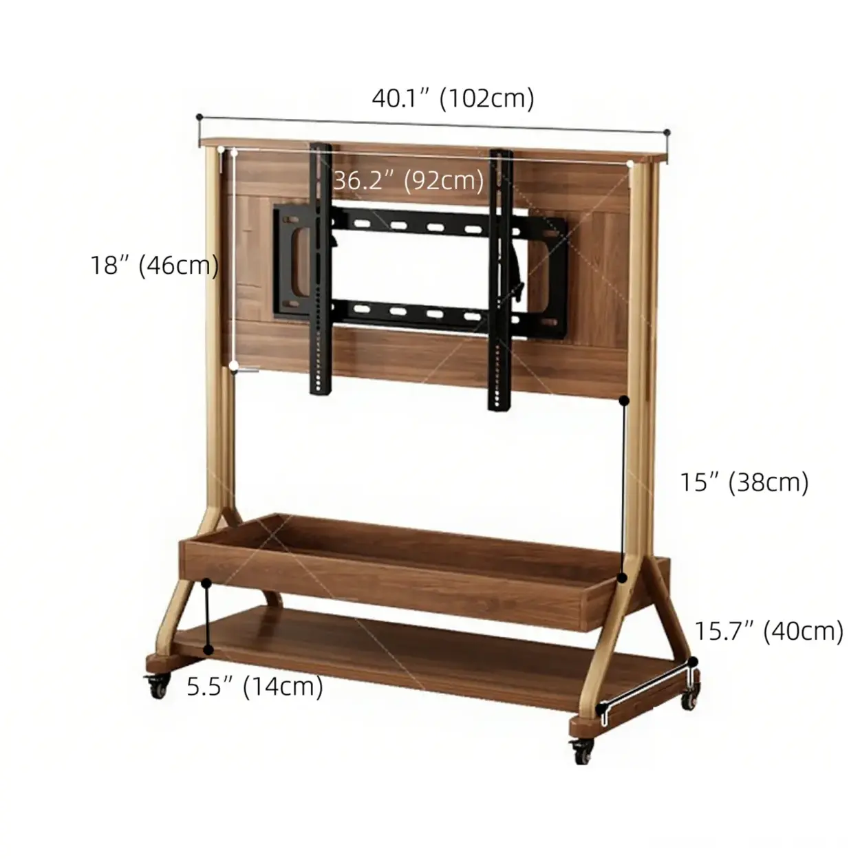 Mid-Century Wood Adjustable TV Mount Stand