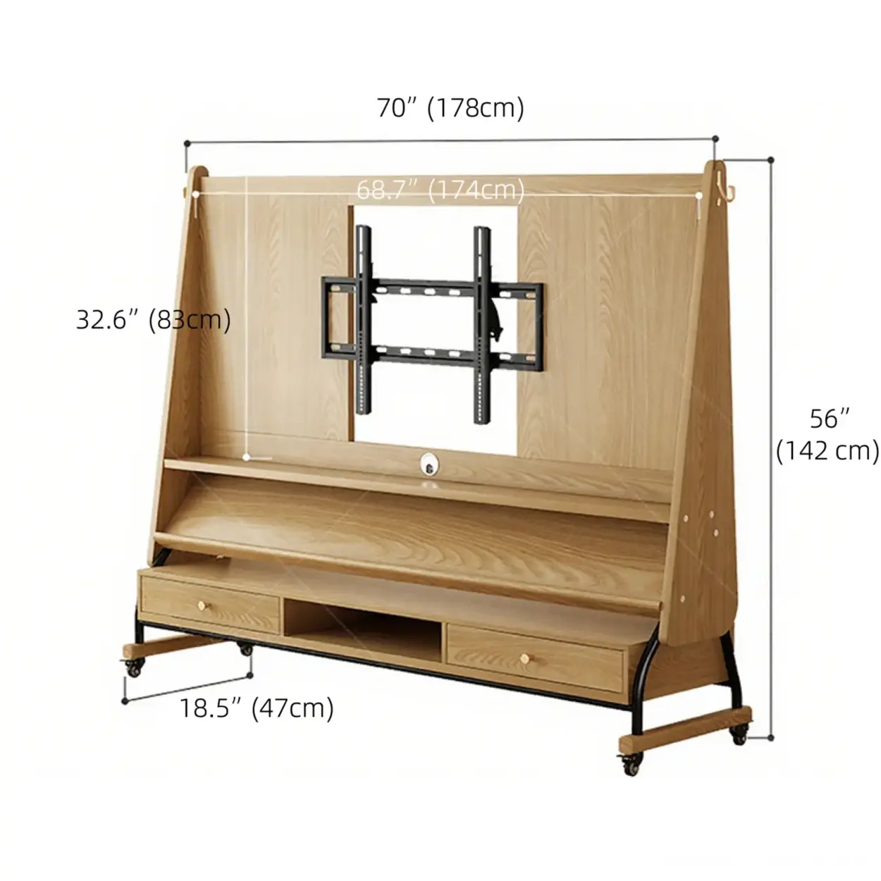 Mid-Century Wood Adjustable TV Mount Stand