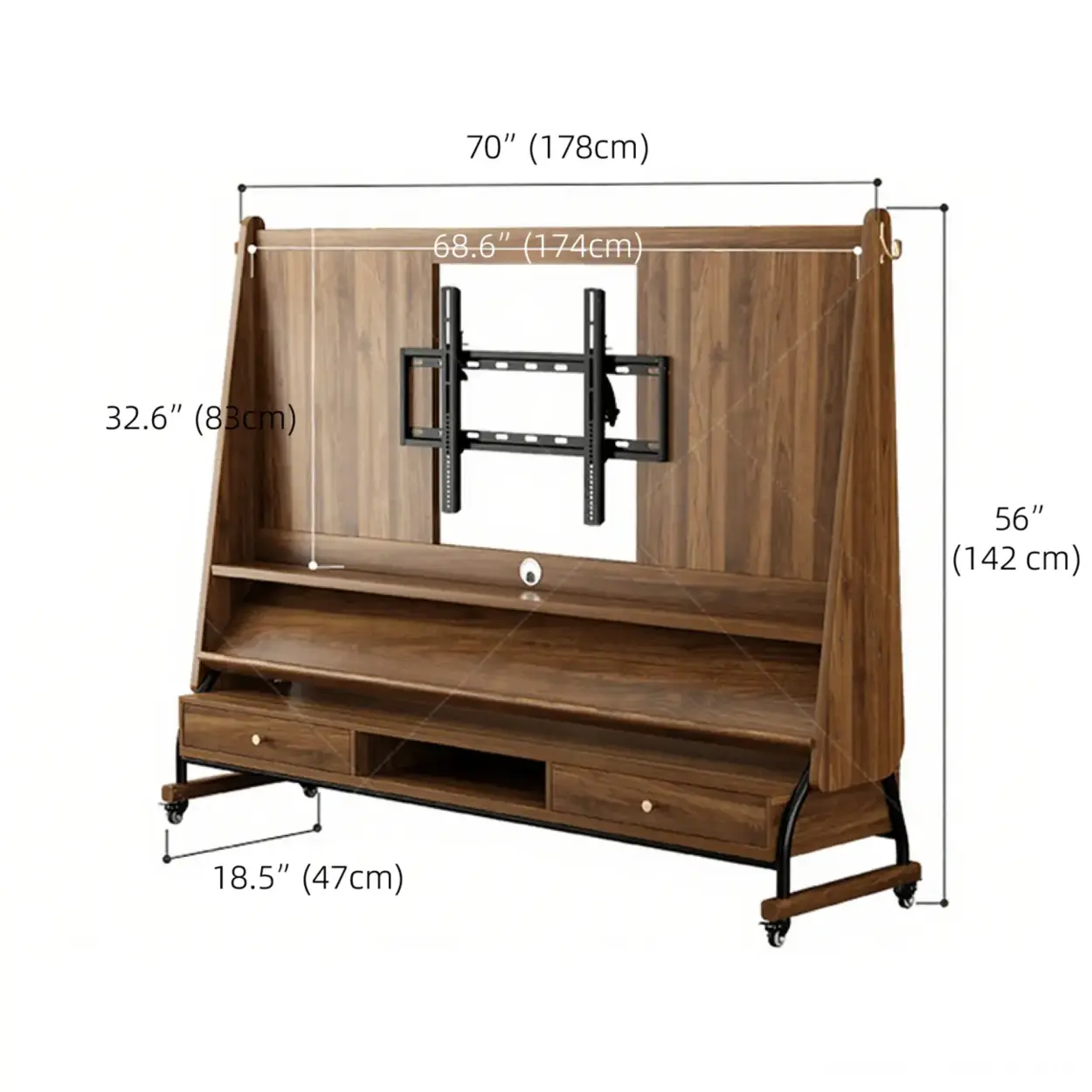 Mid-Century Wood Adjustable TV Mount Stand