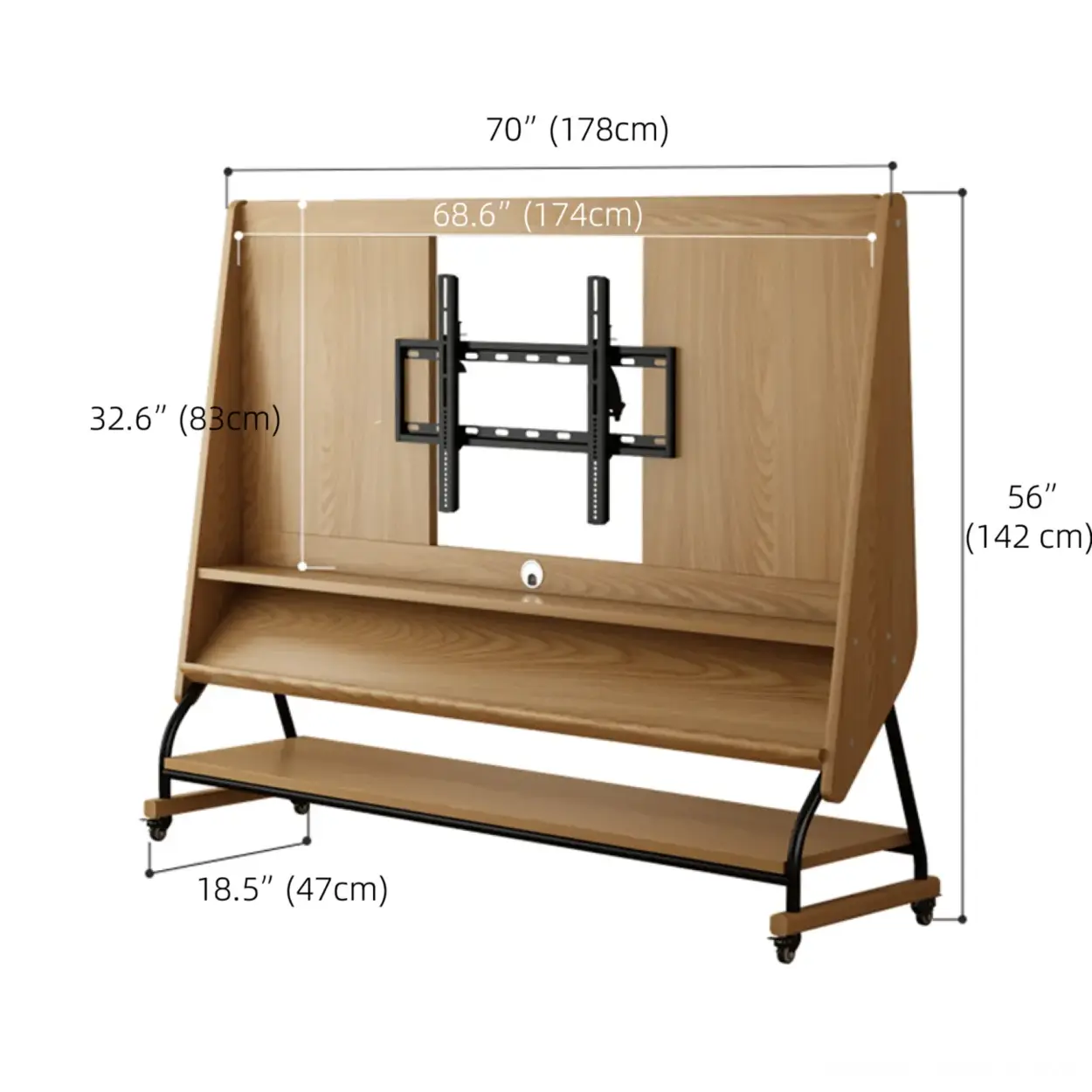 Mid-Century Wood Adjustable TV Mount Stand
