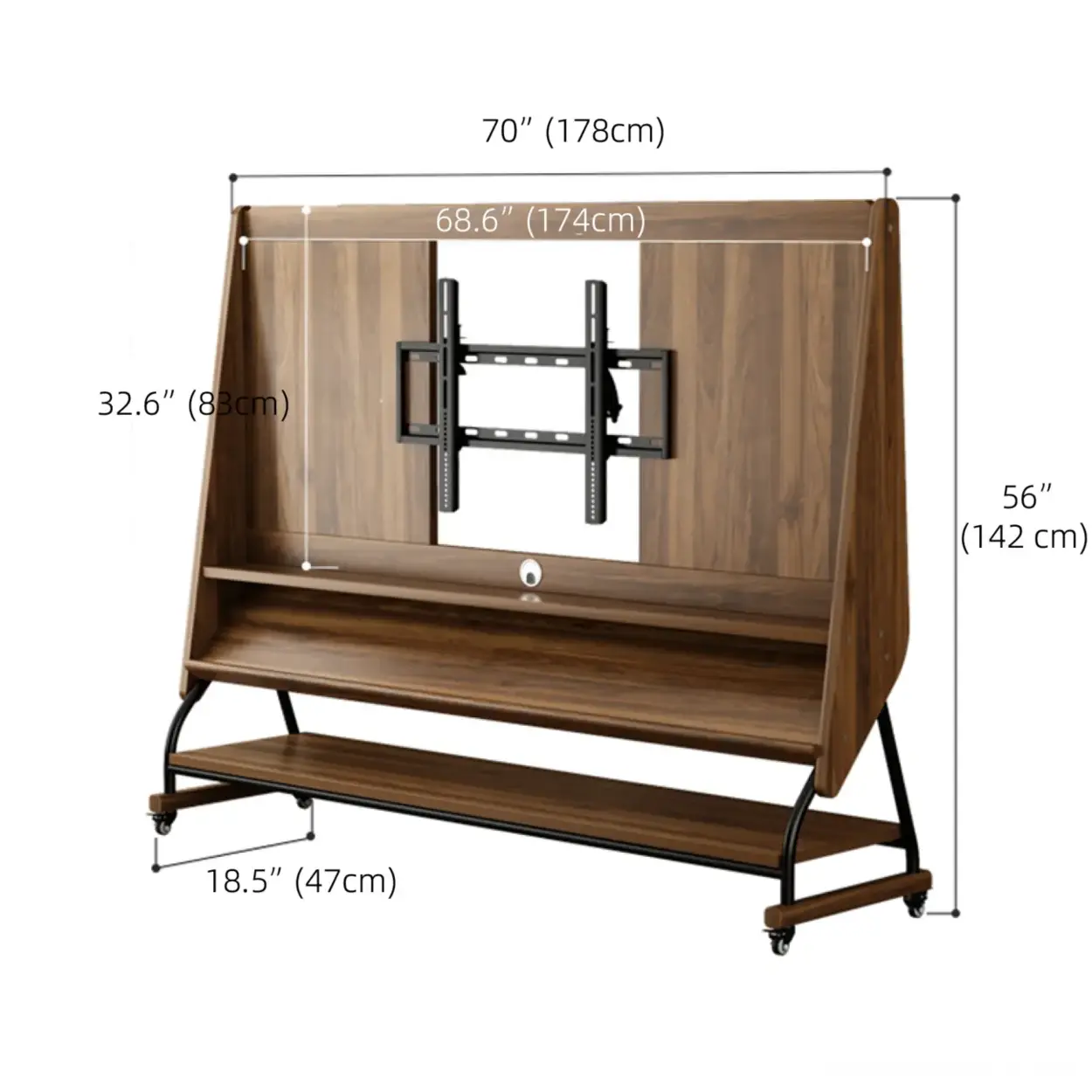 Mid-Century Wood Adjustable TV Mount Stand
