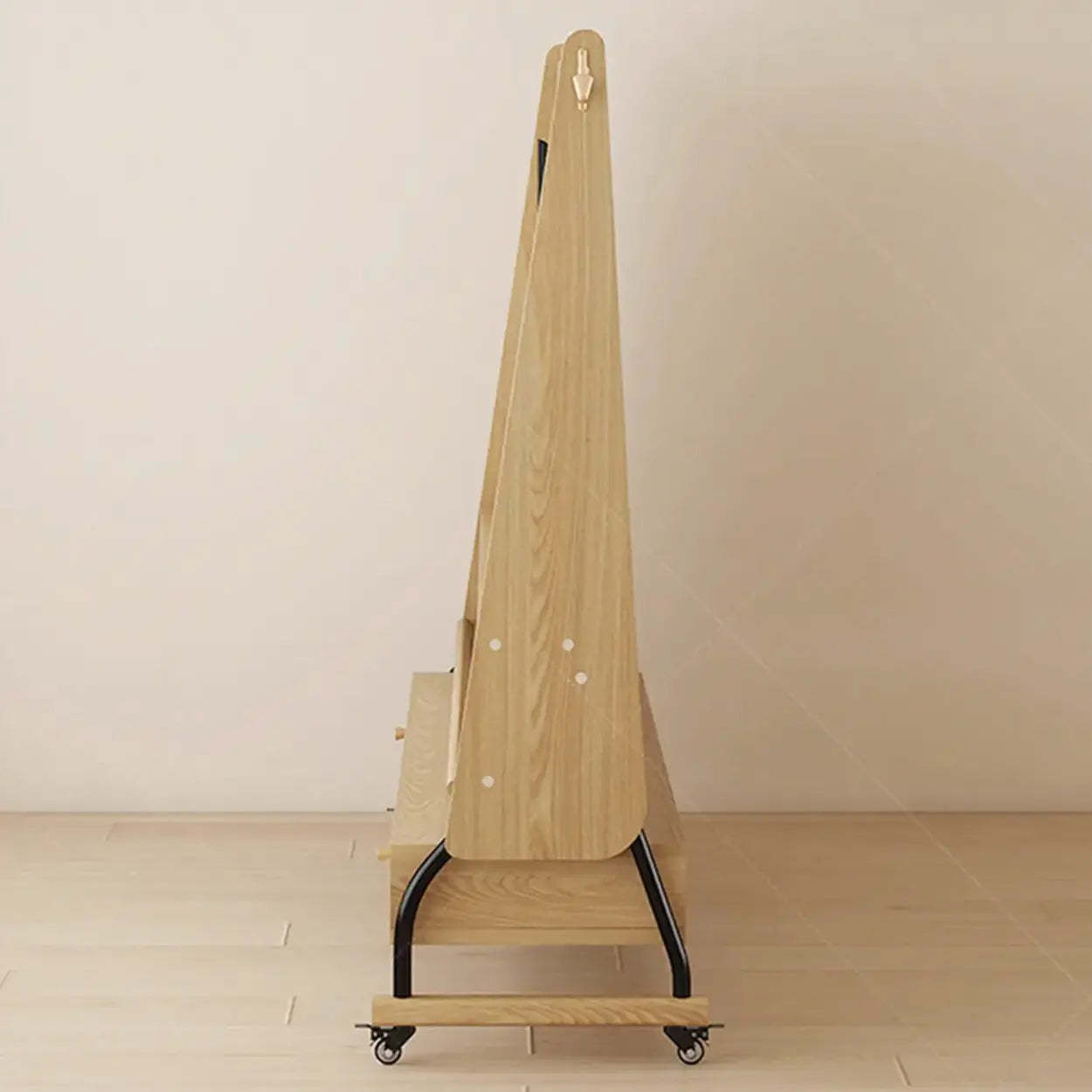 Mid-Century Wood Adjustable TV Mount Stand — Burlywood / Drawer / 40”-65”