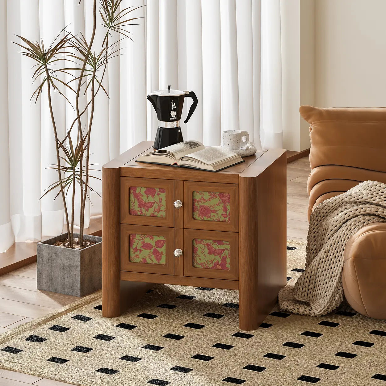 Mid-Century Wood Nightstand with Drawer