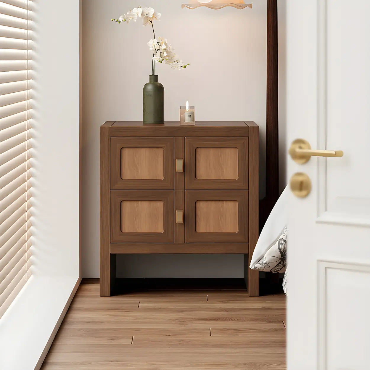 Mid-Century Wood Nightstand with Drawer