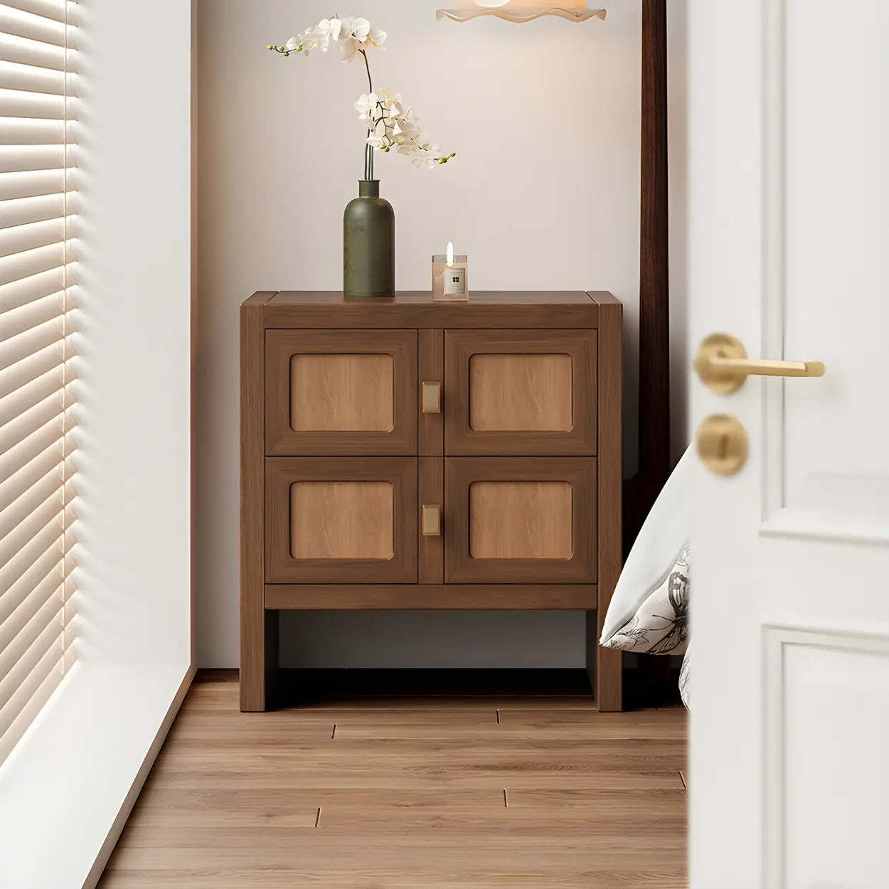 Mid-Century Wood Nightstand with Drawer