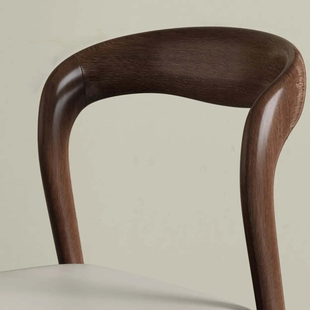 Mid-Century Wood Open-Back Upholstered Dining Chair — Orange / Walnut
