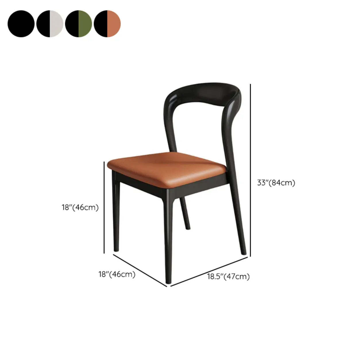 Mid-Century Wood Open-Back Upholstered Dining Chair