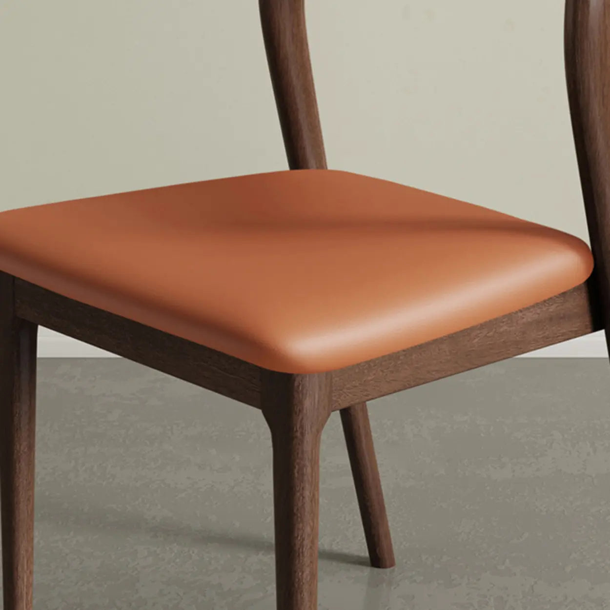 Mid-Century Wood Open-Back Upholstered Dining Chair