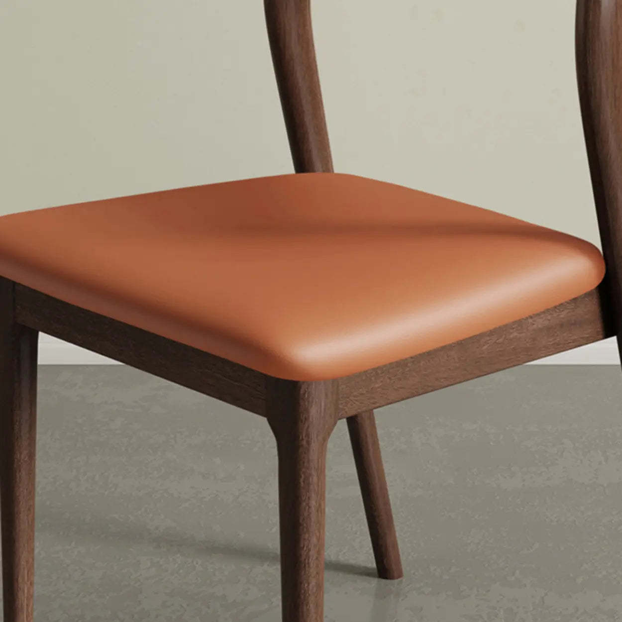 Mid-Century Wood Open-Back Upholstered Dining Chair