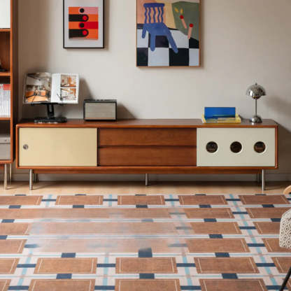 Mid-Century Wood TV Stand with Drawers