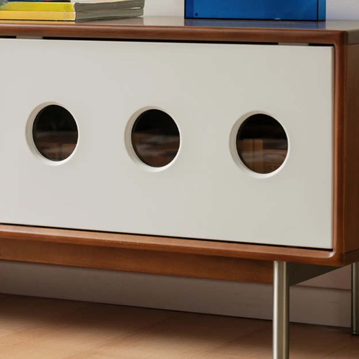 Mid-Century Wood TV Stand with Drawers