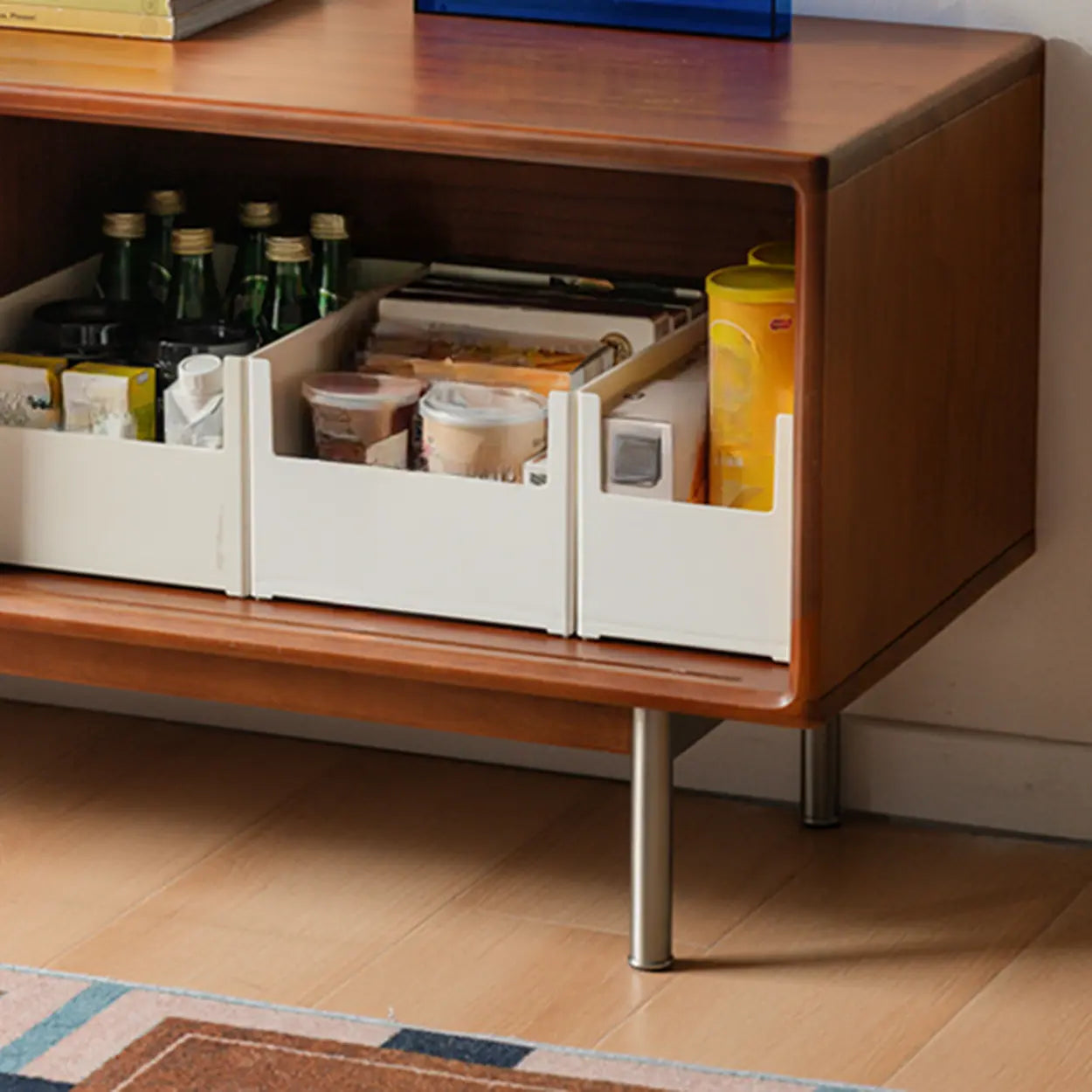 Mid-Century Wood TV Stand with Drawers