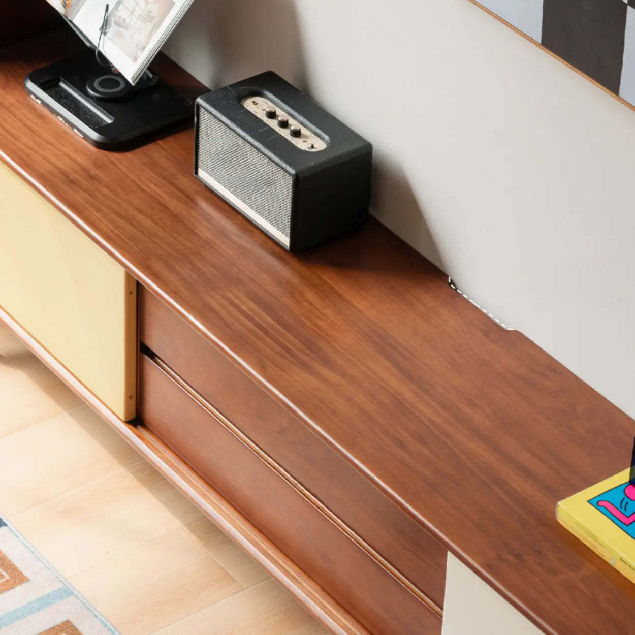 Mid-Century Wood TV Stand with Drawers