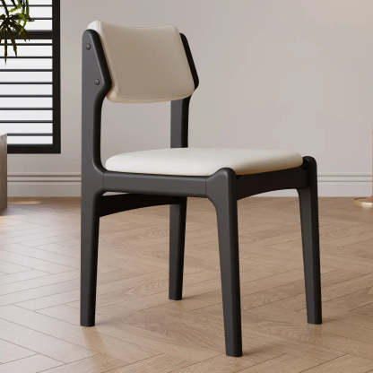 Modern upholstered open-back walnut office chairs — Dark Gray