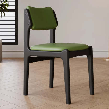 Lighom modern upholstered open-back walnut office chairs in leather — Light Gray