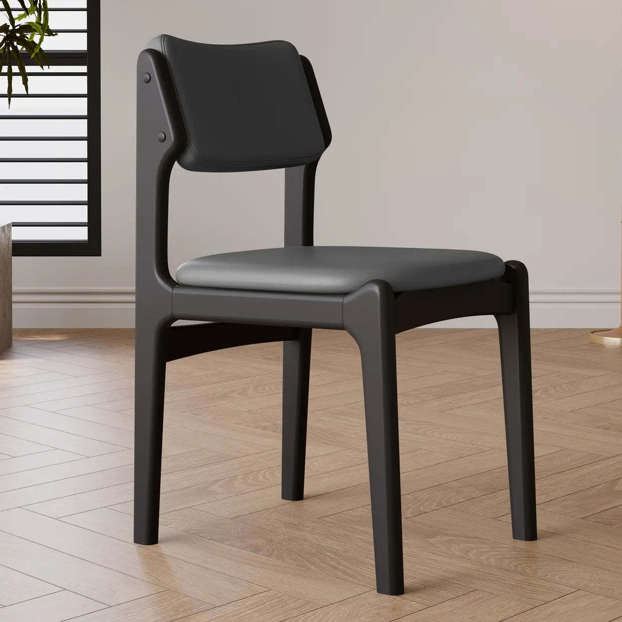 Modern upholstered open-back office chairs in leather — Natural Wood / White