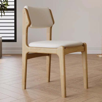 Lighom modern upholstered open-back gray office chairs in leather — Natural Wood / Dark Gray