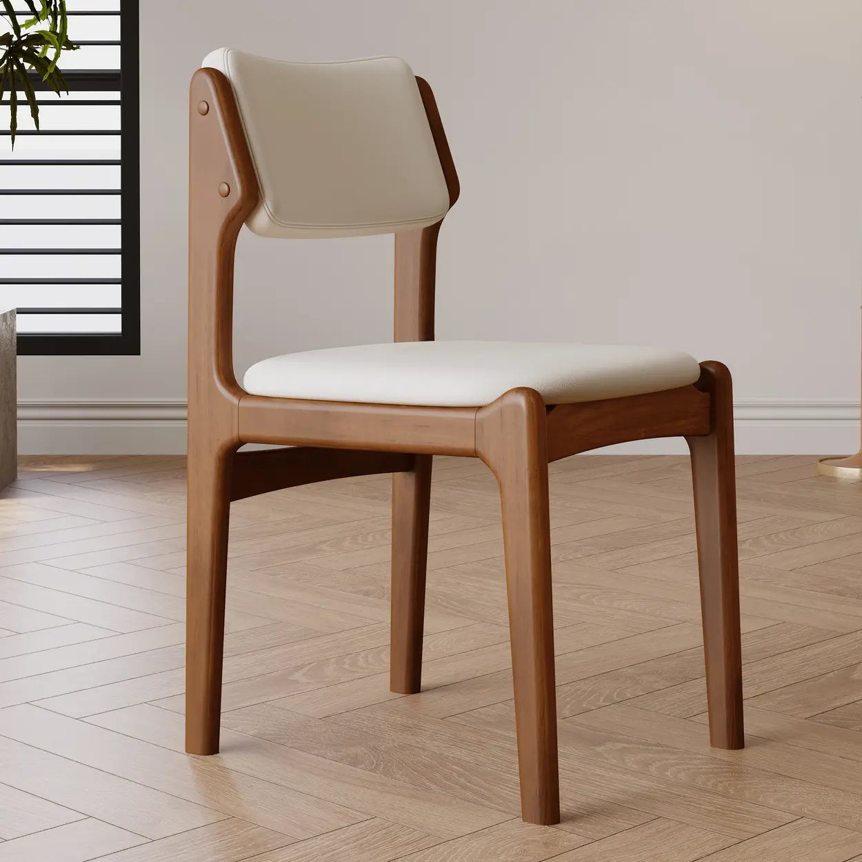 Mid-Century Upholstered Open-Back Dining Chair