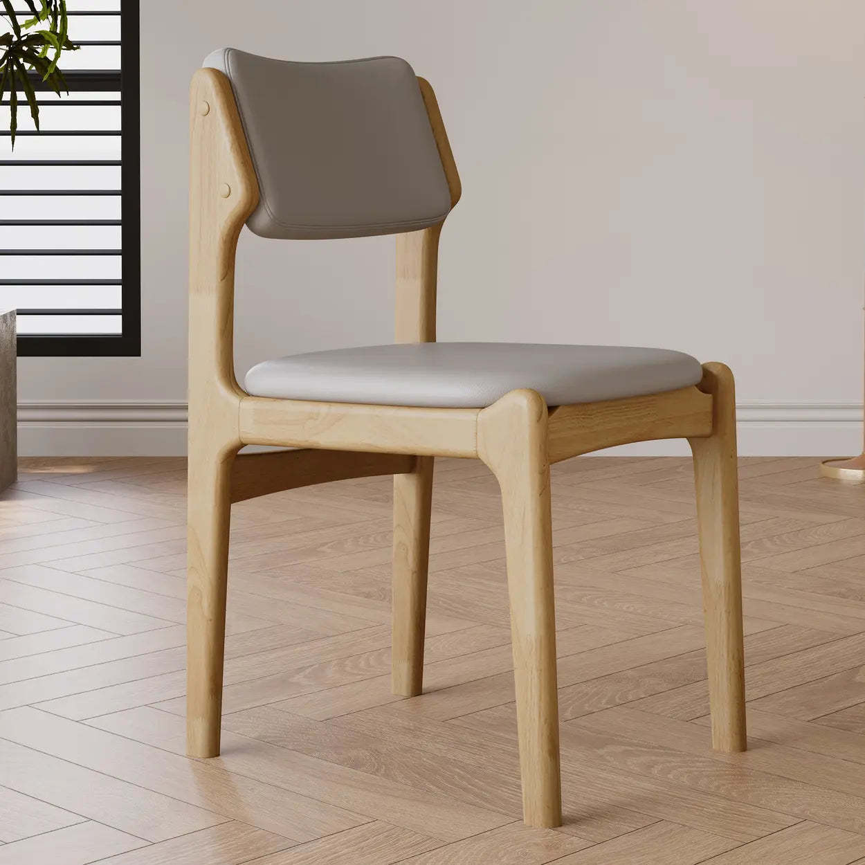 Gray modern upholstered open-back office chairs