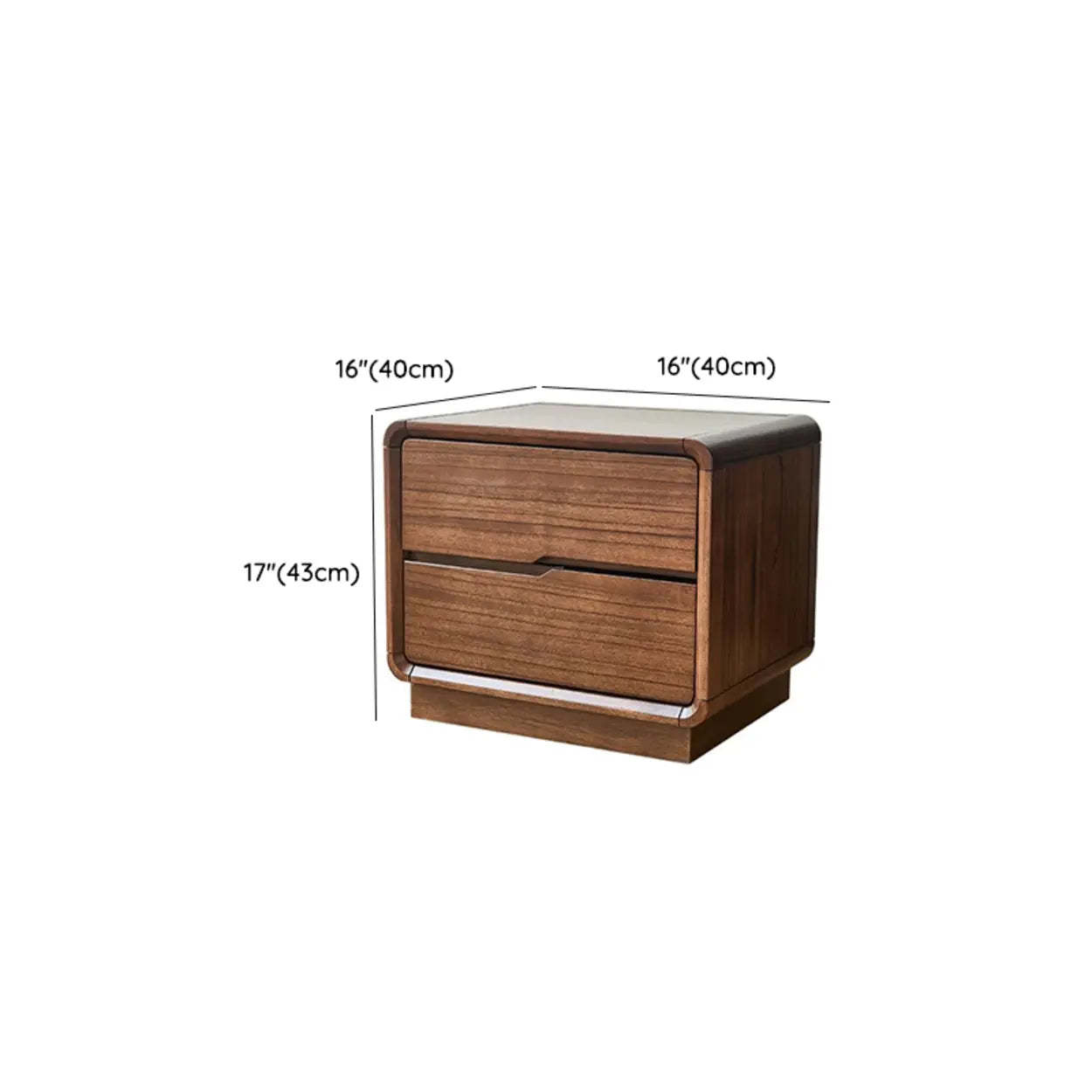 Mid-Century Walnut Wood Nightstand with Drawers