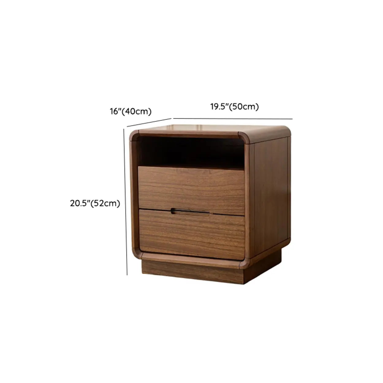Mid-Century Walnut Wood Nightstand with Drawers