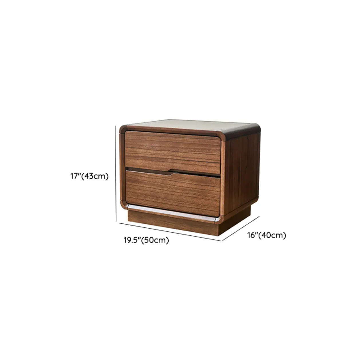 Mid-Century Walnut Wood Nightstand with Drawers