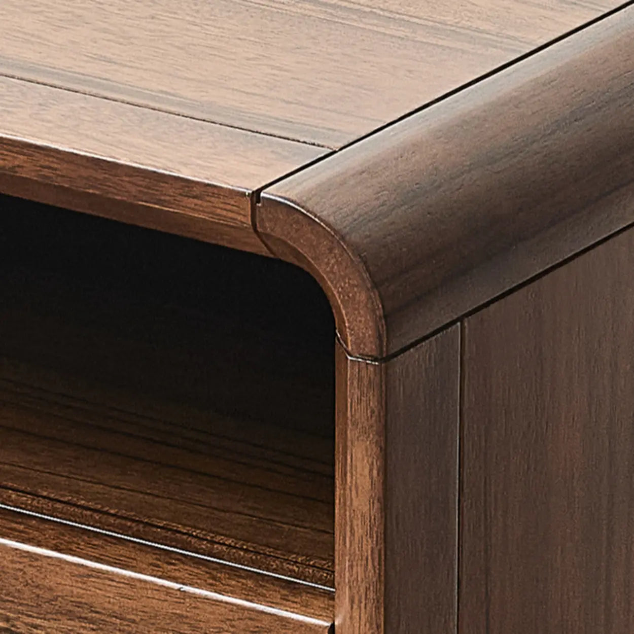 Mid-Century Walnut Wood Nightstand with Drawers