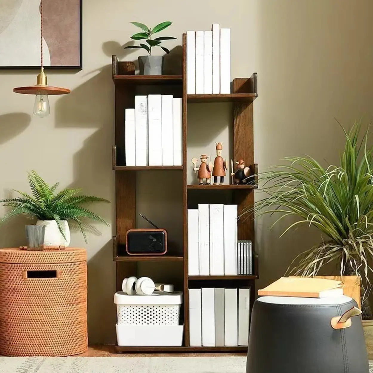 Mid-Century Wood Vertical Open-Back Bookshelf