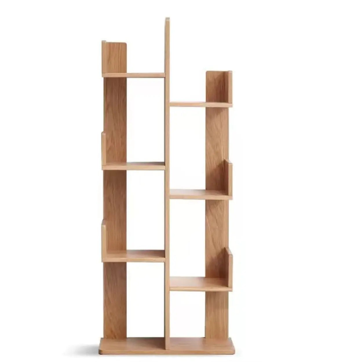 Mid-Century Wood Vertical Open-Back Bookshelf — Brown