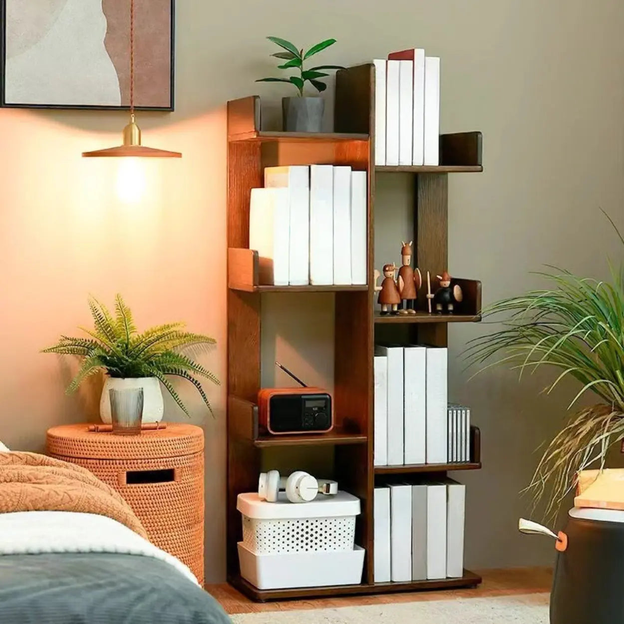 Mid-Century Wood Vertical Open-Back Bookshelf
