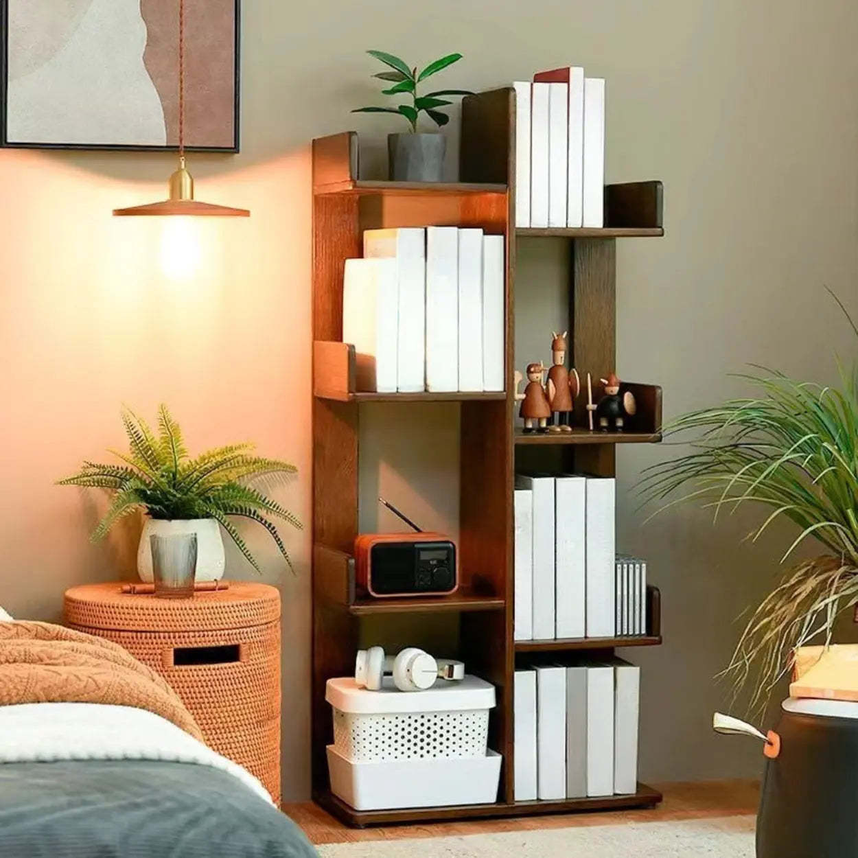Mid-Century Wood Vertical Open-Back Bookshelf