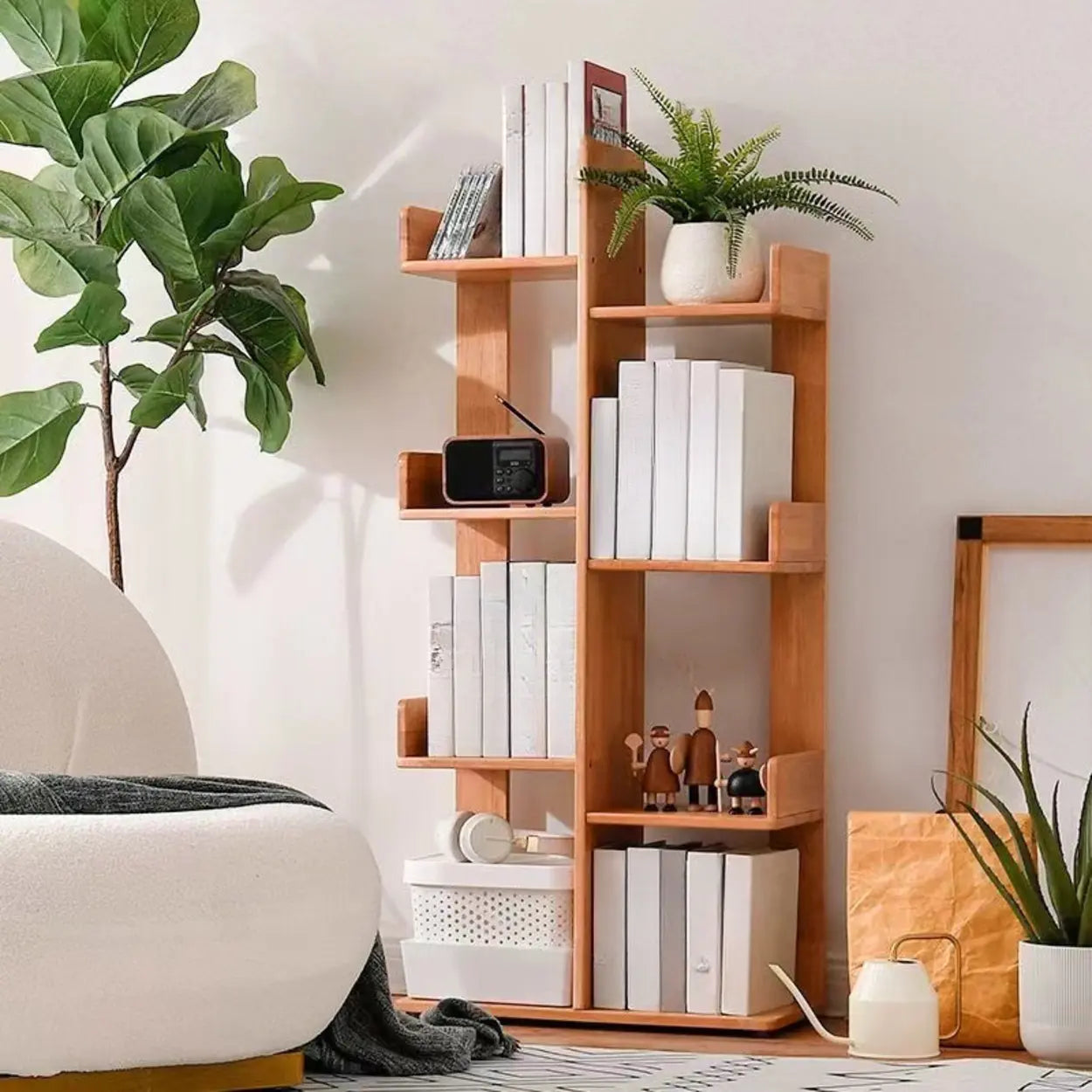 Mid-Century Wood Vertical Open-Back Bookshelf