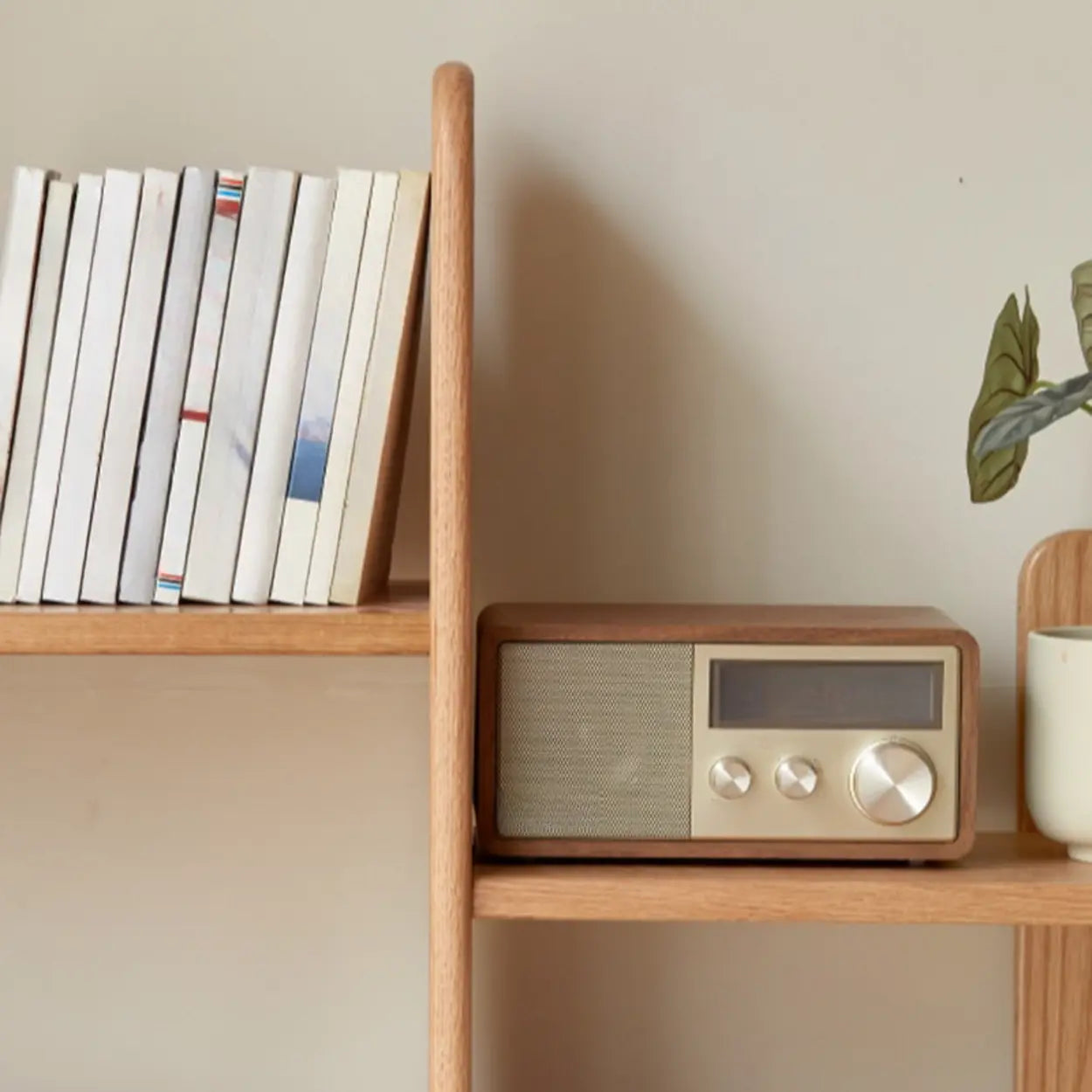 Mid-Century Wood Vertical Open-Back Bookshelf