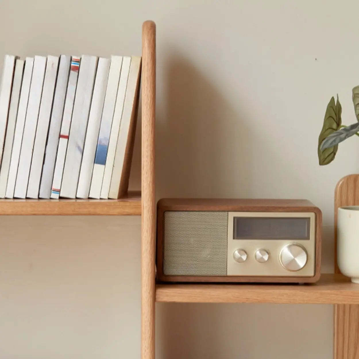 Mid-Century Wood Vertical Open-Back Bookshelf