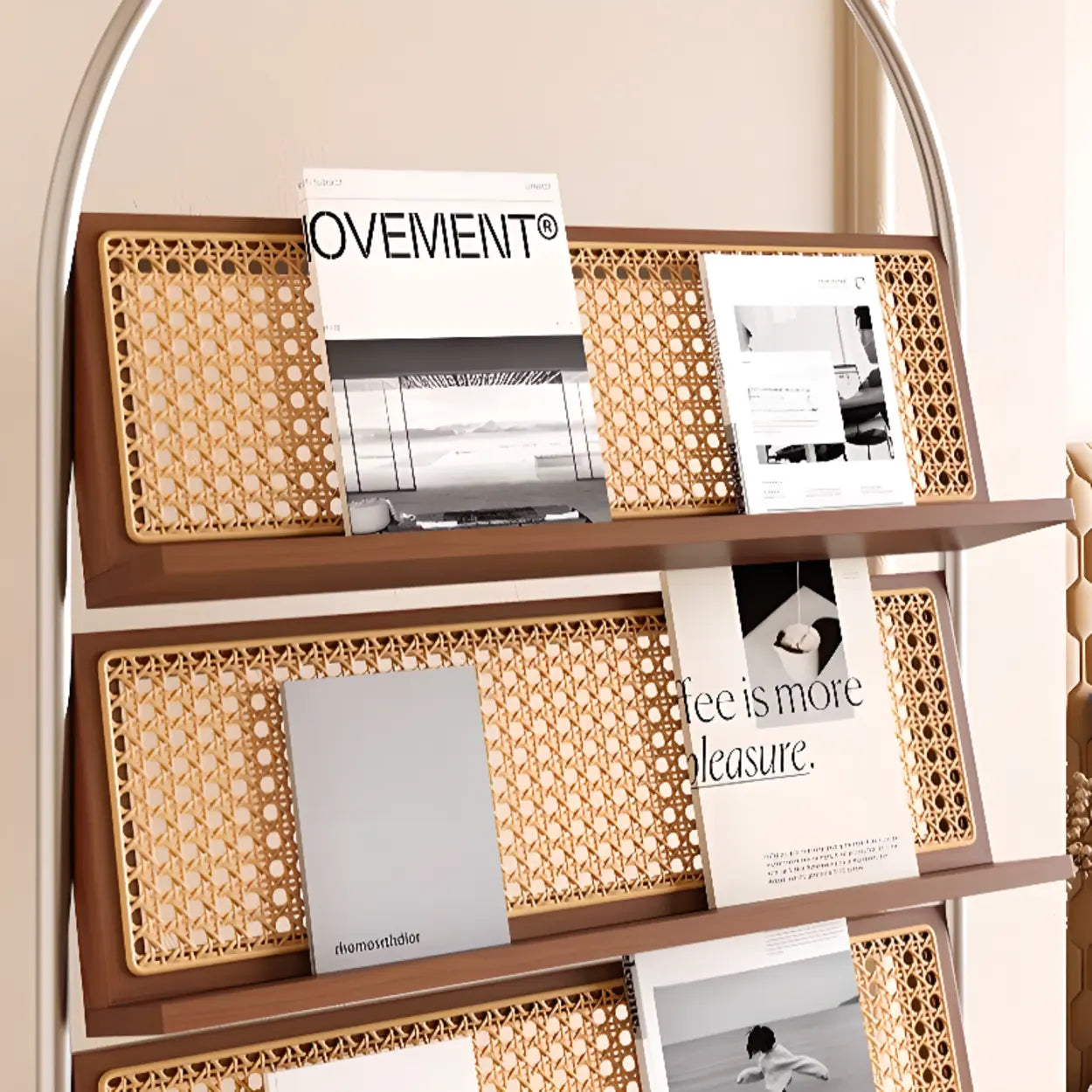 Mid-Century Woven Oval Metal Bookshelf