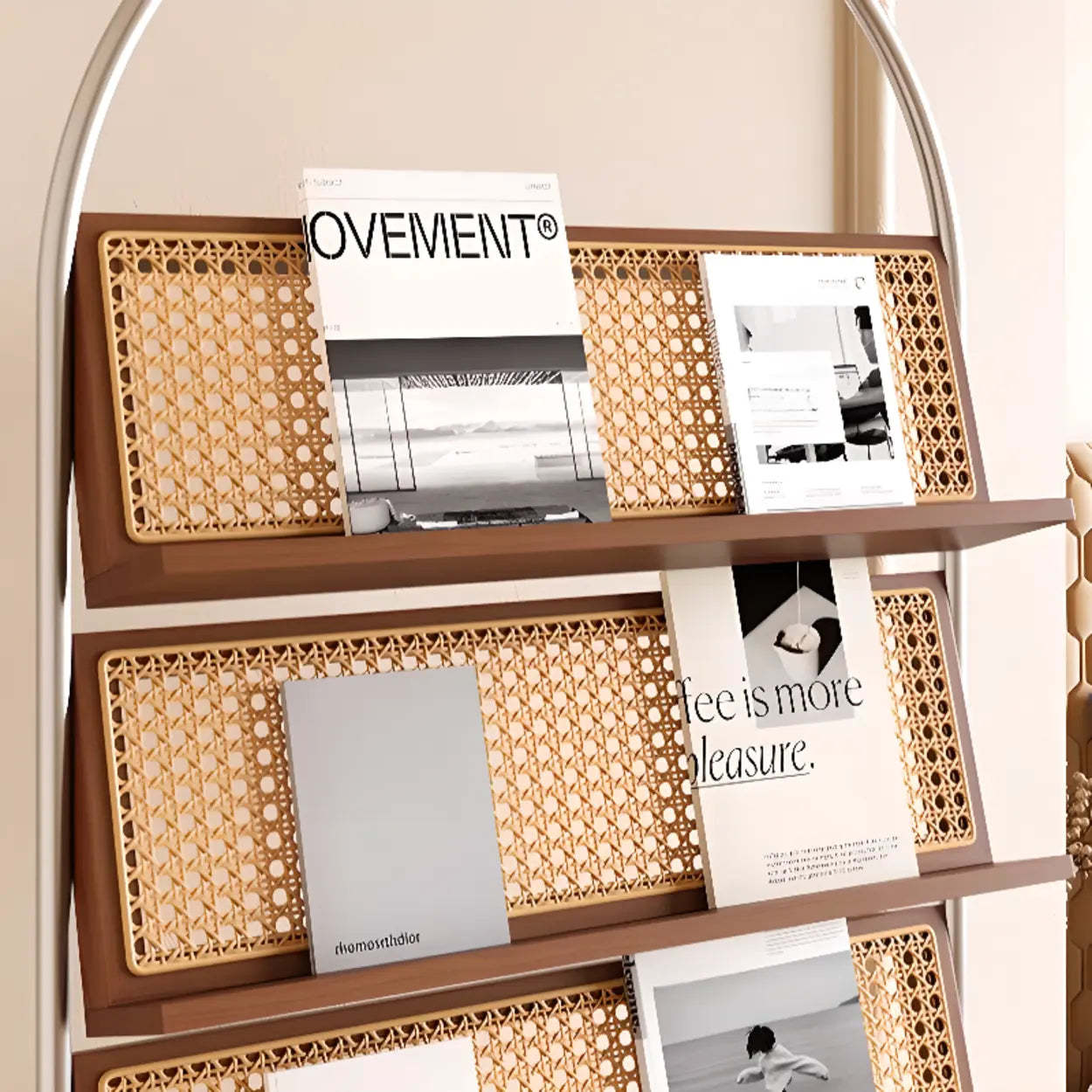 Mid-Century Woven Oval Metal Bookshelf