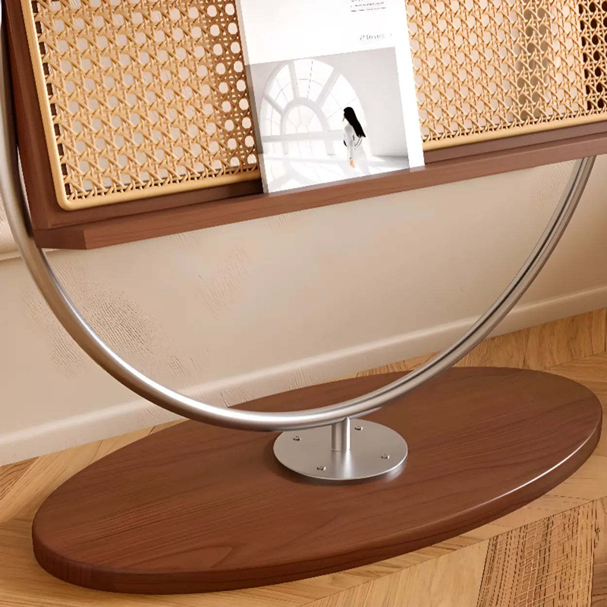 Mid-Century Woven Oval Metal Bookshelf