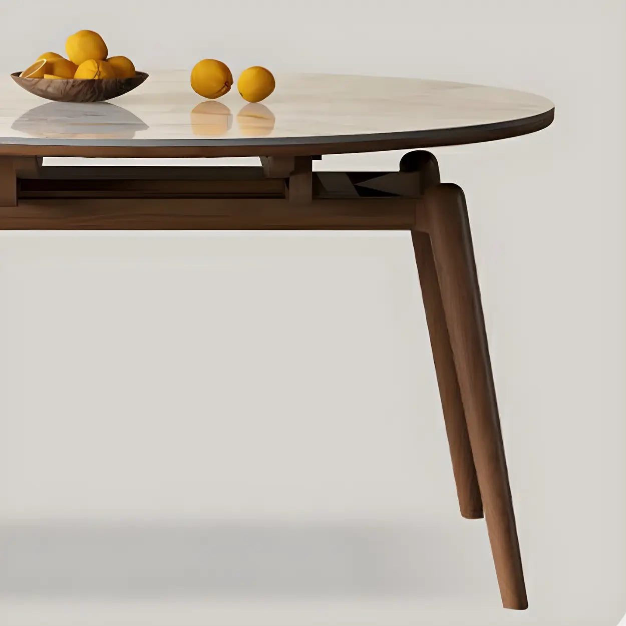 Mid-Century White Oval Marble Extendable Dining Table