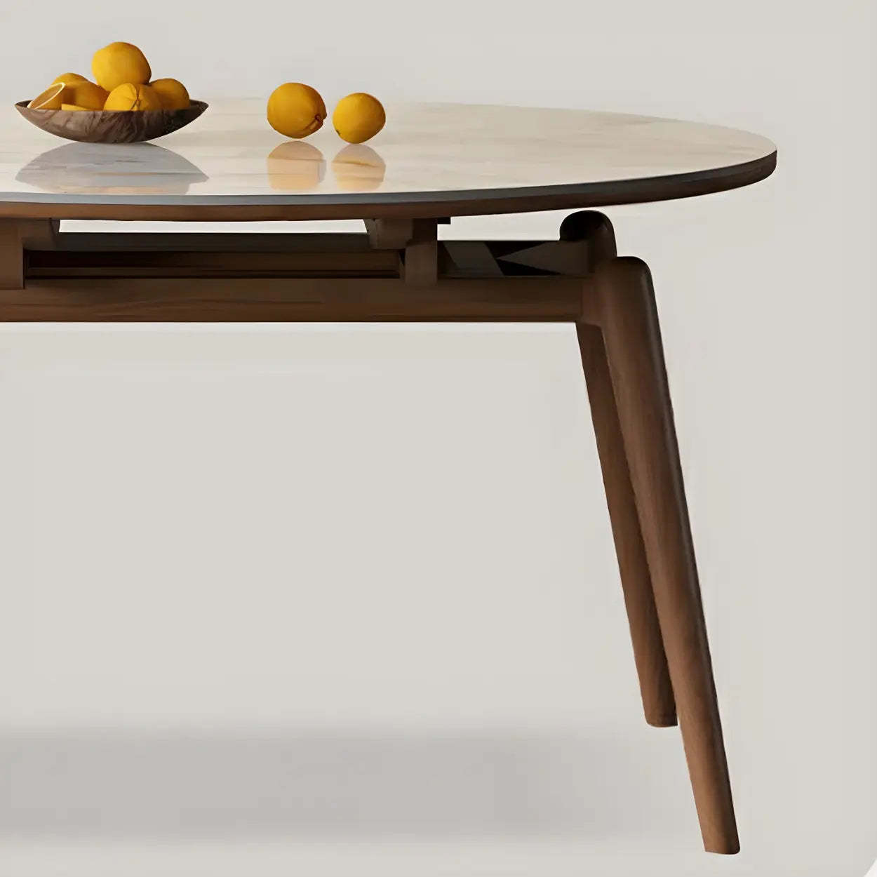 Mid-Century White Oval Marble Extendable Dining Table