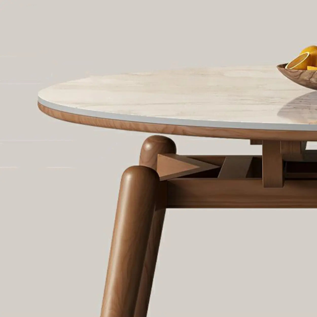 Mid-Century White Oval Marble Extendable Dining Table